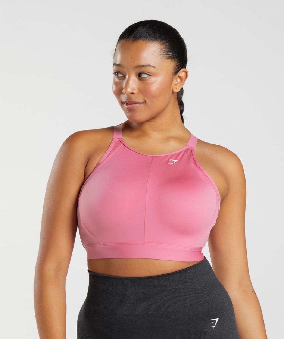 Gymshark High Neck High Support Ženske Sportski Grudnjak Roze | HR 3455AHK